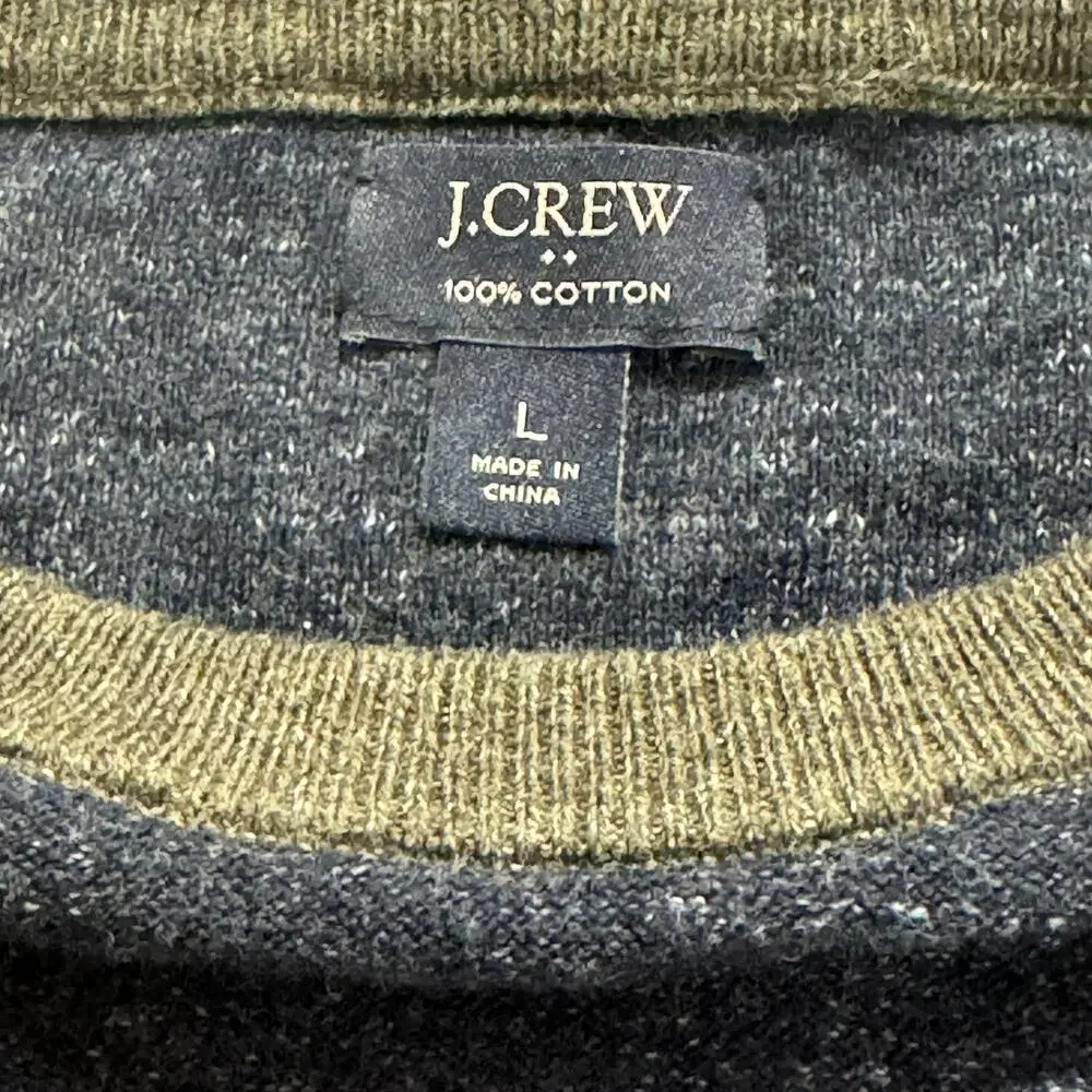 J.CREW Men’s Large Cotton Raglan Sweater Baseball‎ Crewneck Preppy Casual